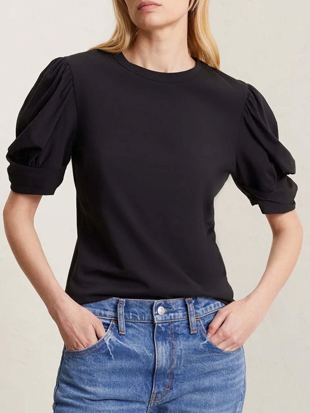 A.L.C. Kati Cotton Puff Sleeve Tee Shirt M